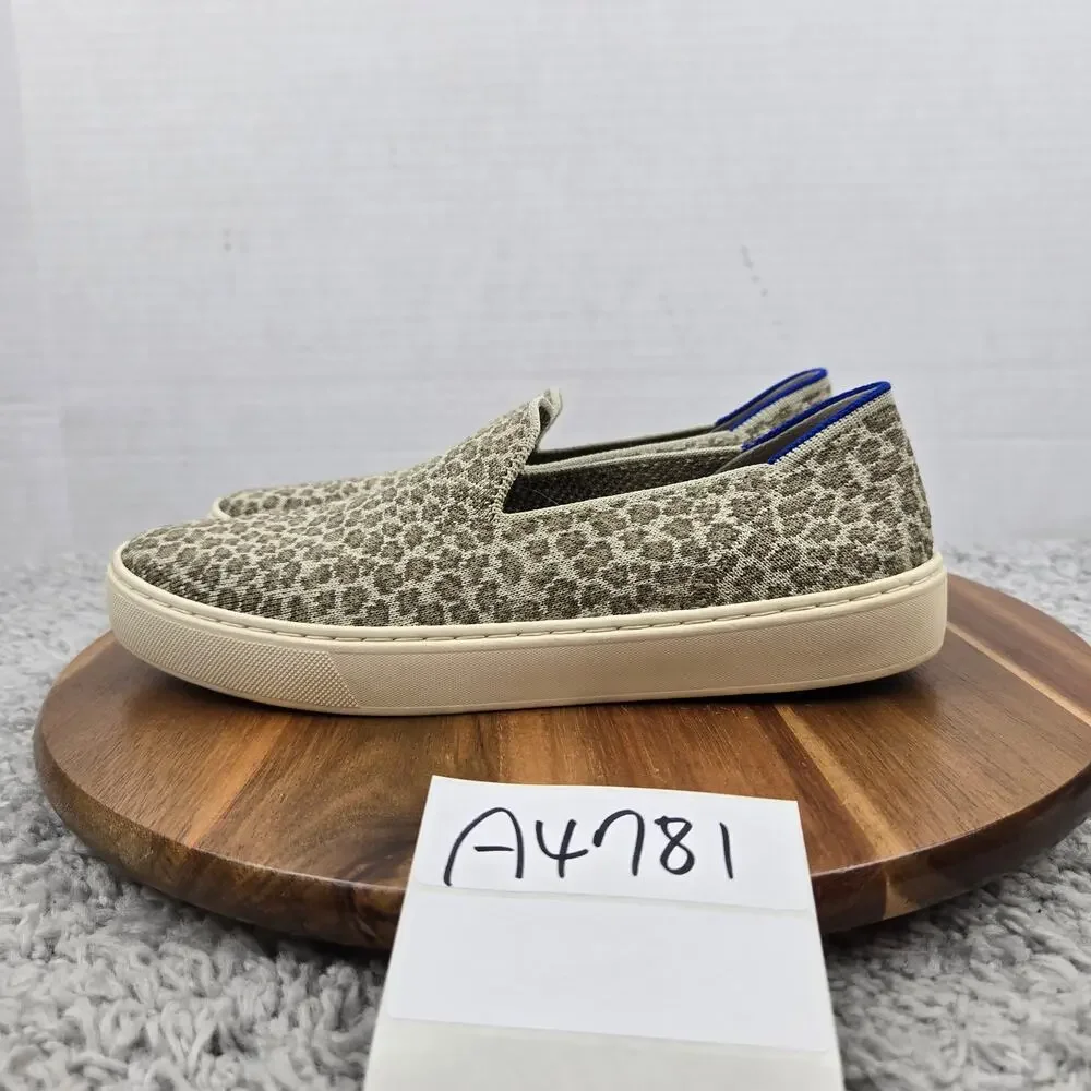 Rothy's Womens 8 The Original Slip On Sneaker Pebble Spot Cheetah Print Brown